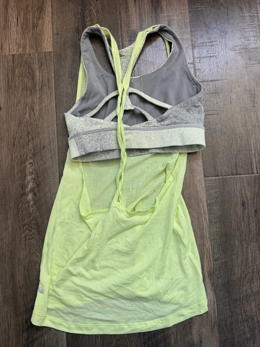 lululemon athletica Light Green Racerback Tank with Gray Sports Bra